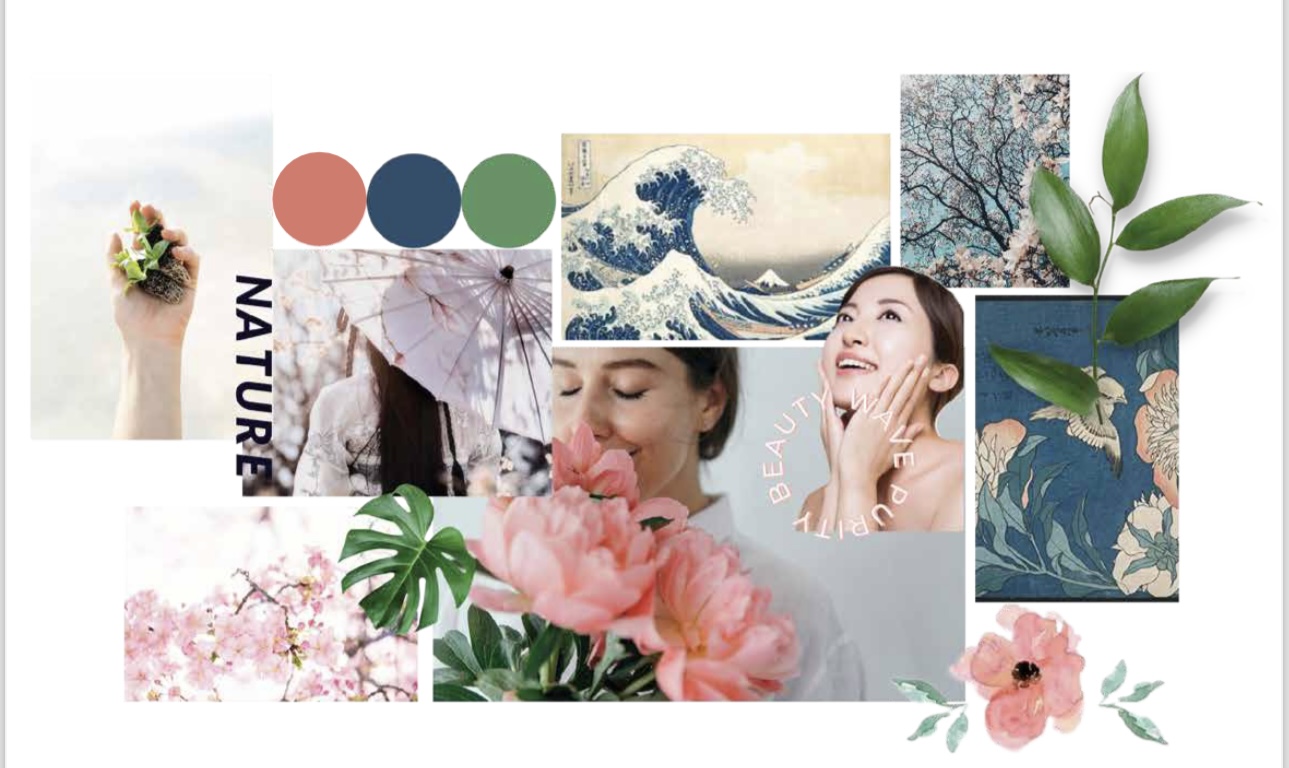 NAMI Cosmetics moodboard — Japanese nature and waves