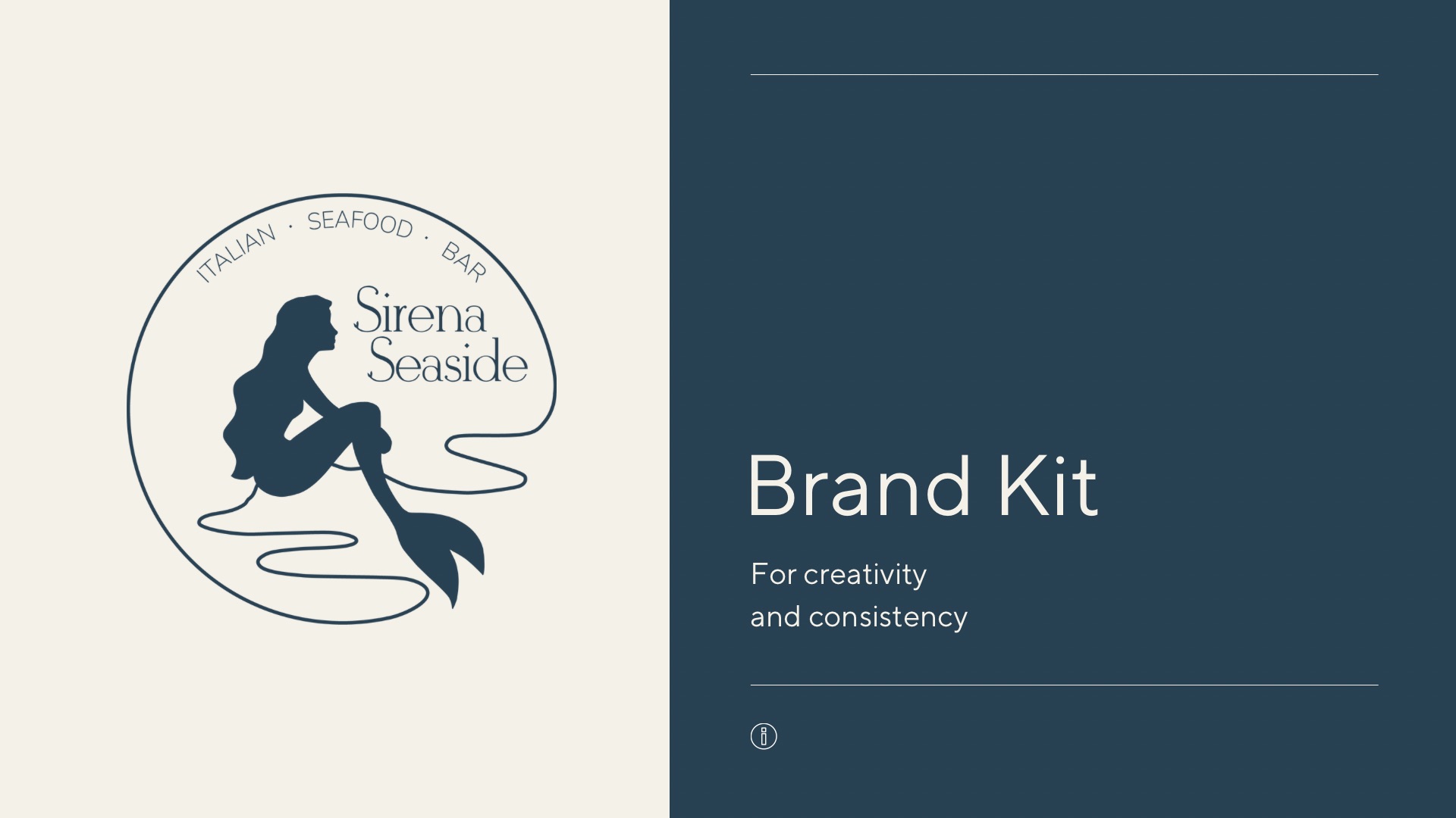 Sirena Seaside brand kit — mermaid logo on cream and navy