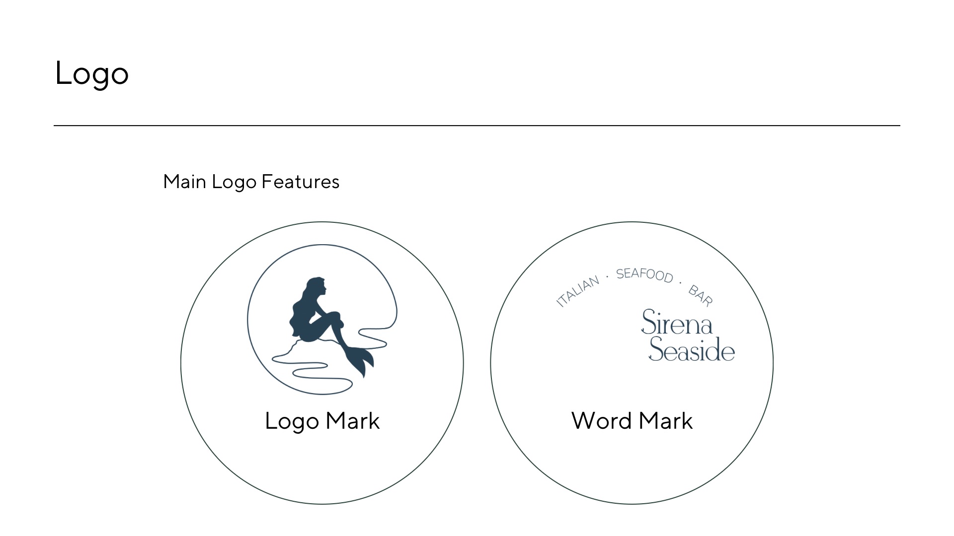 Sirena Seaside logo mark and word mark studies